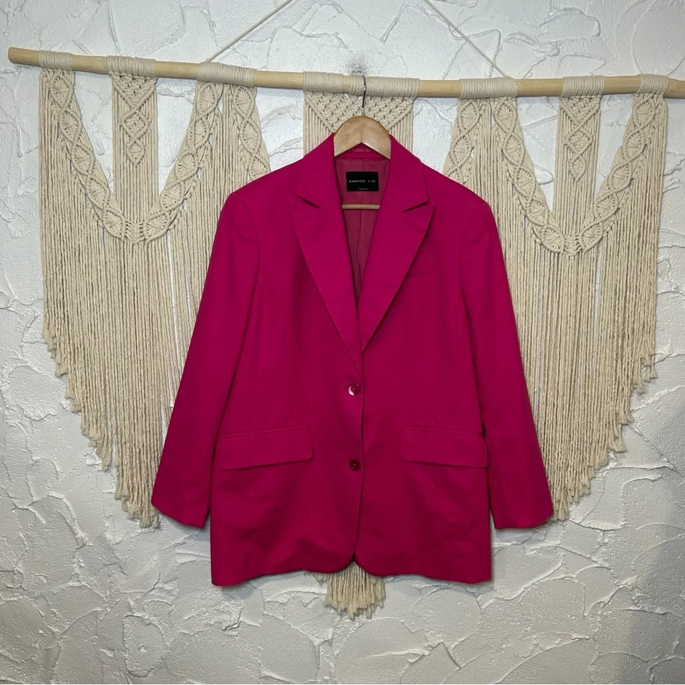 Aritzia Babaton fuchsia oversized blazer 100% Cotton Women’s Size Small - Picture 3 of 16